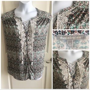 Peasant Style Lace Up Tank Top